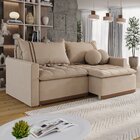 Sofá Cama Retrátil Em Madeira Eucalipto E Linho 220cm Flórida