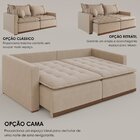 Sofá Cama Retrátil Em Madeira Eucalipto E Linho 220cm Flórida