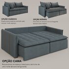 Sofá Cama Retrátil Em Madeira Eucalipto E Veludo 200cm Creta