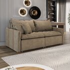 Sofá Cama Retrátil Em Madeira Eucalipto E Veludo 200cm Creta