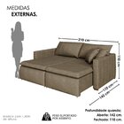 Sofá Cama Retrátil Em Madeira Eucalipto E Veludo 210cm Urugua