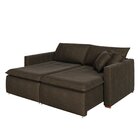 Sofá Cama Retrátil Em Madeira Eucalipto E Veludo 210cm Urugua