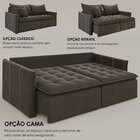 Sofá Cama Retrátil Em Madeira Eucalipto E Veludo 220cm Creta