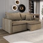 Sofá Cama Retrátil Em Madeira Eucalipto E Veludo 220cm Creta