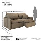 Sofá Cama Retrátil Em Madeira Eucalipto E Veludo 220cm Creta