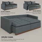 Sofá Cama Retrátil Em Madeira Eucalipto E Veludo 220cm Flórid