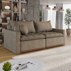 Sofá Cama Retrátil Em Madeira Eucalipto E Veludo 220cm Flórid