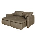 Sofá Cama Retrátil Em Madeira Eucalipto E Veludo 230cm Urugua