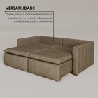 Sofá Cama Retrátil Em Madeira Eucalipto E Veludo 230cm Urugua