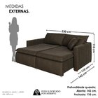 Sofá Cama Retrátil Em Madeira Eucalipto E Veludo 230cm Urugua