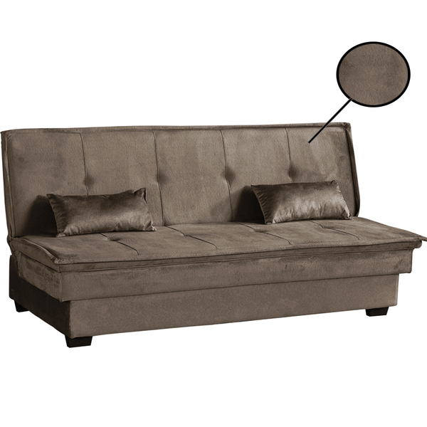 sofa cama retratil para sala de estar kate sued pena bege escuro matrix