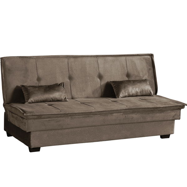 Sofa Cama Retratil Para Sala De Estar Kate Sued Pena Bege Escuro Matrix Leroy Merlin