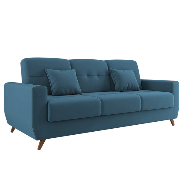 sofa cama retratil para sala de estar pamela veludo azul matrix