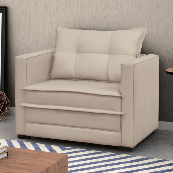 Sofá Cama Retrátil Suede Bege Londres Bege