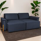 Sofá Cama Retrátil Veludo 3 Lugares Atlanta Platinum Azul