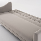 Sofá Cama Retro Mimo Linho Cinza Claro Base Palito Castanho -