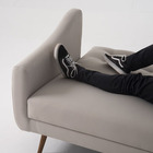 Sofá Cama Retro Mimo Linho Cinza Claro Base Palito Castanho -