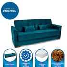 Sofa Cama Sala Madeira Maciça Daniela Veludo Turkey - Petrole