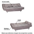 Sofá Cama Salomé 3 Lugares Encosto Retrátil Granite Marrom