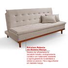 Sofá Cama Santorini Veludo Pés De Madeira Premium Areia