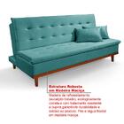 Sofá Cama Santorini Veludo Pés De Madeira Premium Azul Turque