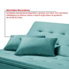 Sofá Cama Santorini Veludo Pés De Madeira Premium Azul Turque