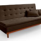 Sofá Cama Santorini Veludo Pés De Madeira Premium Marrom