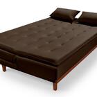 Sofá Cama Santorini Veludo Pés De Madeira Premium Marrom