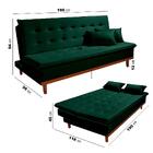 Sofá Cama Santorini Veludo Pés De Madeira Premium Verde