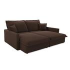 Sofá-cama Sem Caixa Retrátil 4 Lugares Suede Marrom 214cm Mar