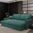 Sofá-cama Sem Caixa Retrátil 4 Lugares Suede Suculenta 214cm