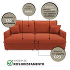 Sofá-cama Sem Caixa Retrátil 4 Lugares Suede Terracota 214cm