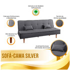Sofá Cama Silver 3 Lugares Reclinável Suede Cinza Chumbo 1,92