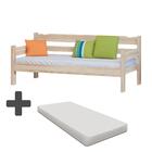 Sofá Cama Solteiro De Madeira Maciça Imbuia Com Colchão Nemar