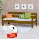 Sofá Cama Solteiro De Madeira Maciça Imbuia Com Colchão Nemar