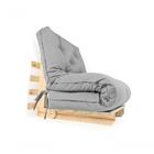 Sofa Cama Solteiro Futon Dobrável Cinza