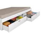 Sofá Cama Solteiro Puff C/ 2 Gavetas Branco - Conquista