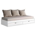 Sofá Cama Solteiro Puff C/ 2 Gavetas Branco - Conquista