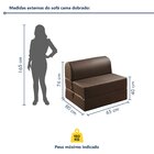 Sofá Cama Solteiro Retrátil 65cm Corino Marrom Smart Minimali