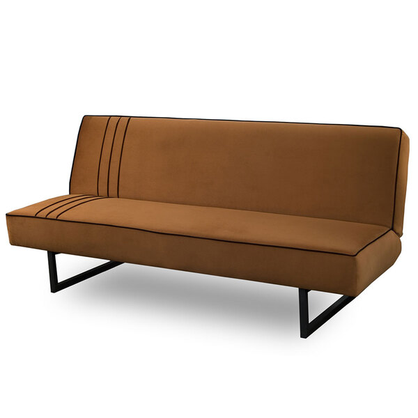 Sofá Cama Treviso Veludo Terracota Com Preto Konfort