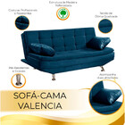 Sofá Cama Valencia 3 Lugares Reclinável Material Azul - Star
