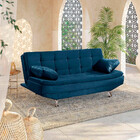 Sofá Cama Valencia 3 Lugares Reclinável Material Azul - Star