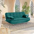 Sofá Cama Valencia 3 Lugares Reclinável Veludo Turquesa - Sta
