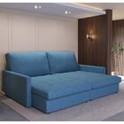 Sofá-cama Valência Retrátil 4 Lugares Suede Azul Jeans 214cm