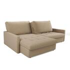 Sofá-cama Valência Retrátil 4 Lugares Suede Bege 214cm Bege