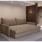 Sofá-cama Valência Retrátil 4 Lugares Suede Bege 214cm Bege