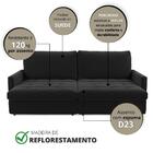 Sofá-cama Valência Retrátil 4 Lugares Suede Preto 214cm Preto