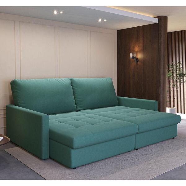 Sofá-cama Valência Retrátil 4 Lugares Suede Suculenta 214cm M