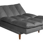 Sofá Cama Vancouver 3 Lugares Reclinável Suede Cinza Império