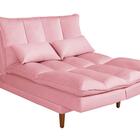 Sofá Cama Vancouver 3 Lugares Reclinável Suede Rosa Império
